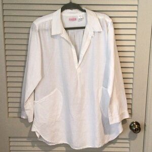 Tizzie White Linen Cotton Women's Tunic Top
